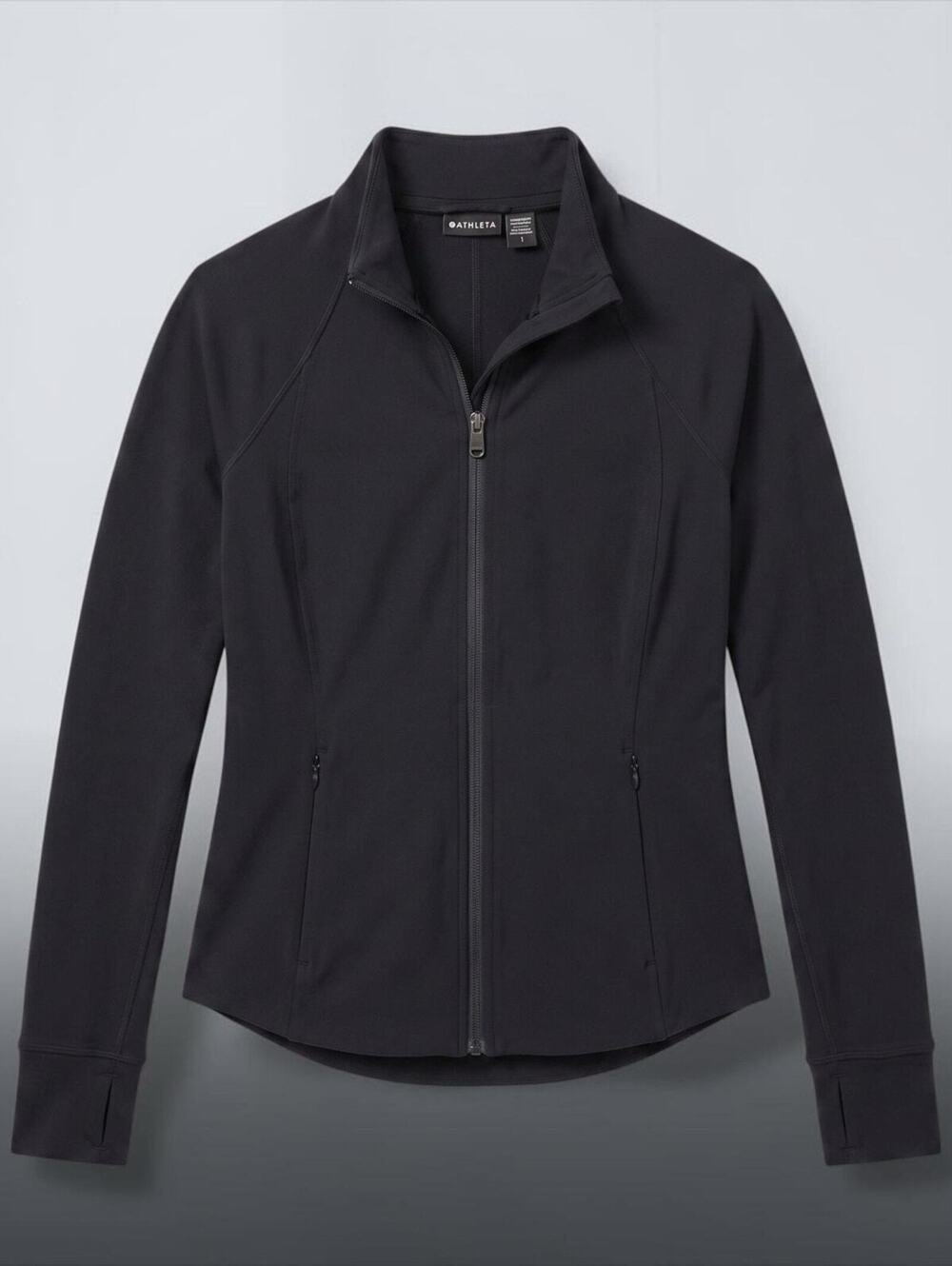 Athleta Navy Full Zip Performance Jacket Women’s Medium Thumbholes Zip Pockets